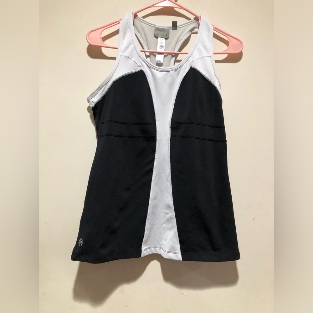 Athleta Tankini Top Polyester Swim top Women Sz Medium Racerback Summer beach